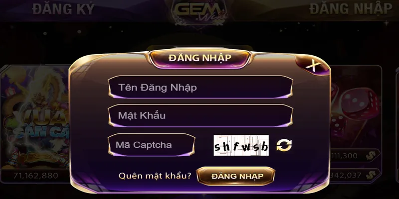 Thành viên cung cấp thông tin chính xác để đăng nhập vào cổng game